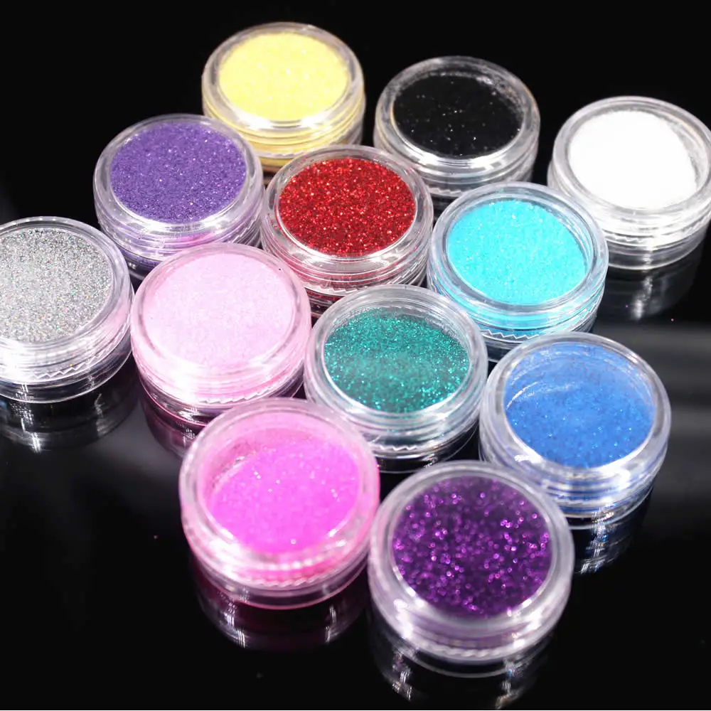 12 Colors Glitter Nail Mirror Glitter Powder Metallic Color Nail Gel Polishing Chrome Pigment Dust Decorations Manicure