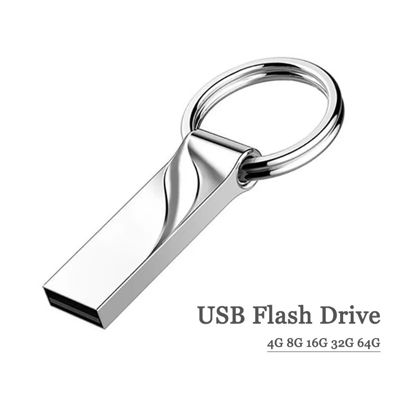 Лучший Высокоскоростной металлический Водонепроницаемый накопитель 32 GB 64 GB USB флэш накопитель 16 GB 8 GB 4 GB Pendrive Flash Memory Stick диск подарок с кольцом для к...