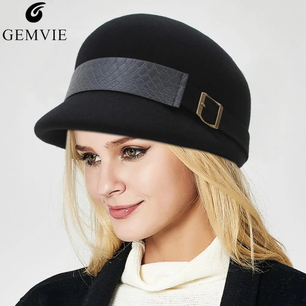 GEMVIE British Style Berets For Women Newsboy Cap Wool Dome Fedora Hat