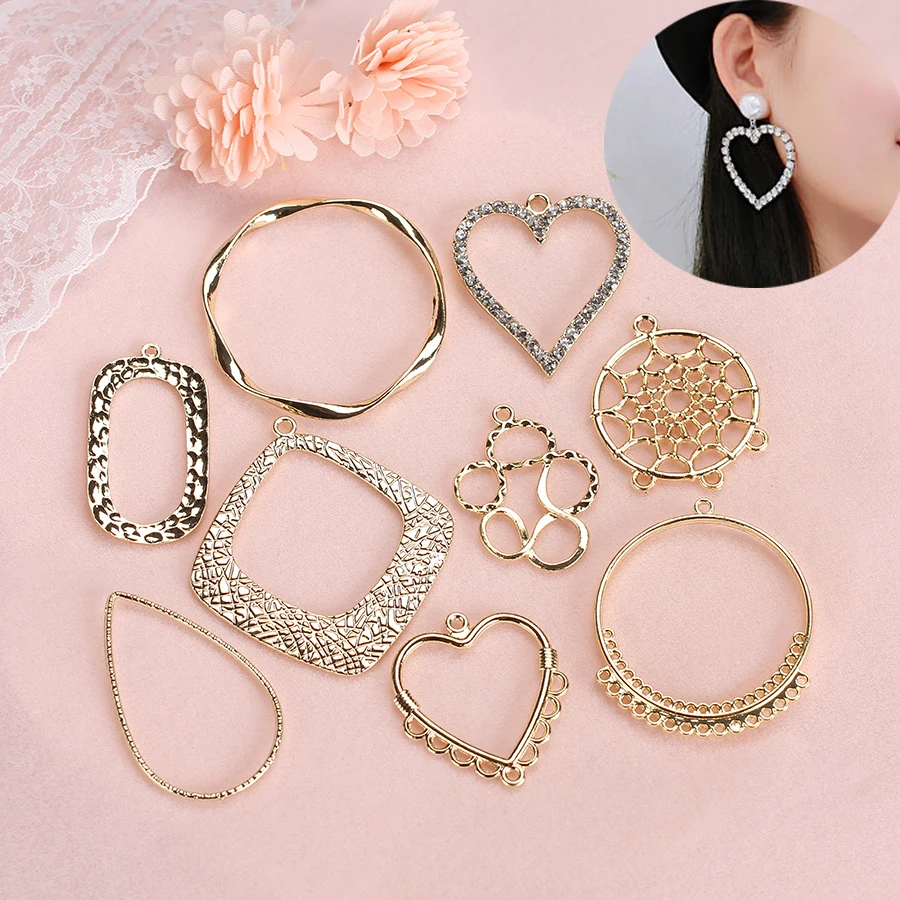 

6pc/lots Diy Metal Zinc Alloy Earrings Pendant Female Accessories Pc Lot Gold Big Geometric For Necklace Jewelry Making Supplies
