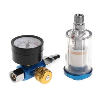 

Spray Paint Gun Air Regulator Gauge & In-line Air Oil Water Separator Filter Kit
