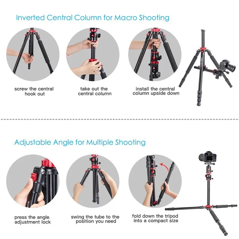 ZOMEI M8 Camera Tripod Portable Monopod Overhead -5