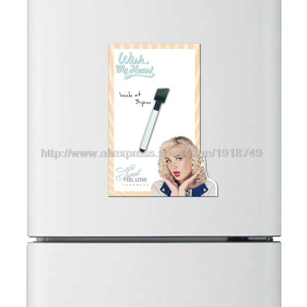 2pcs/lot lovely girl printed fridge sticker message board home