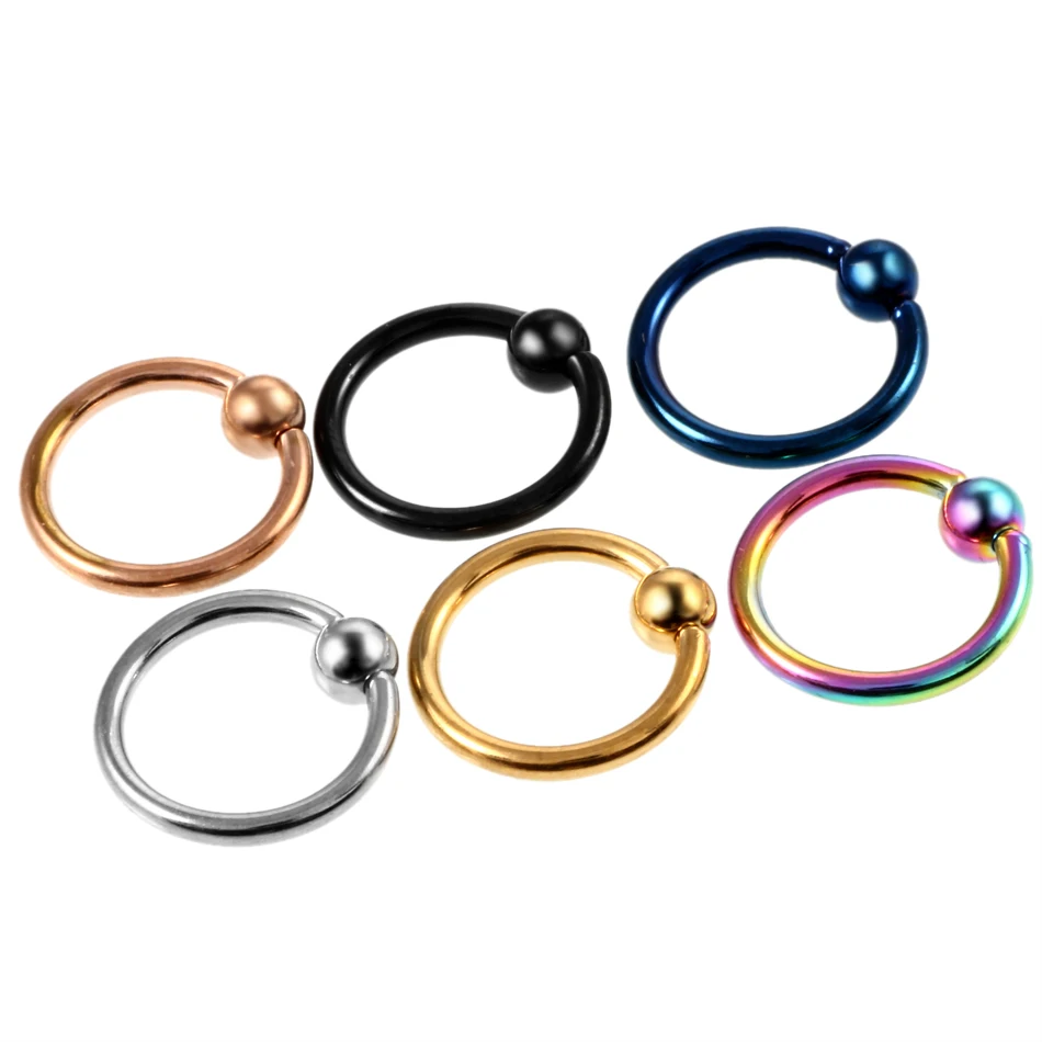 10 шт цветные стальные кольца для пирсинга, 3 размера