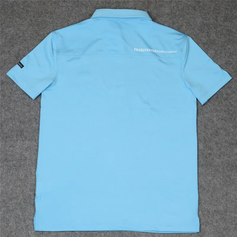 Новинка, летние мужские спортивные футболки для гольфа с жемчужными воротами, быстросохнущая хлопковая футболка для тренировок в гольф, 4 цвета