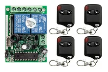 Sistema del Interruptor de Control Remoto Inalámbrico DC12V 2CH teleswitch 1 * Receptor + 4 * Transmisores para Electrodomésticos Puerta del ojo de gato La Puerta del garaje