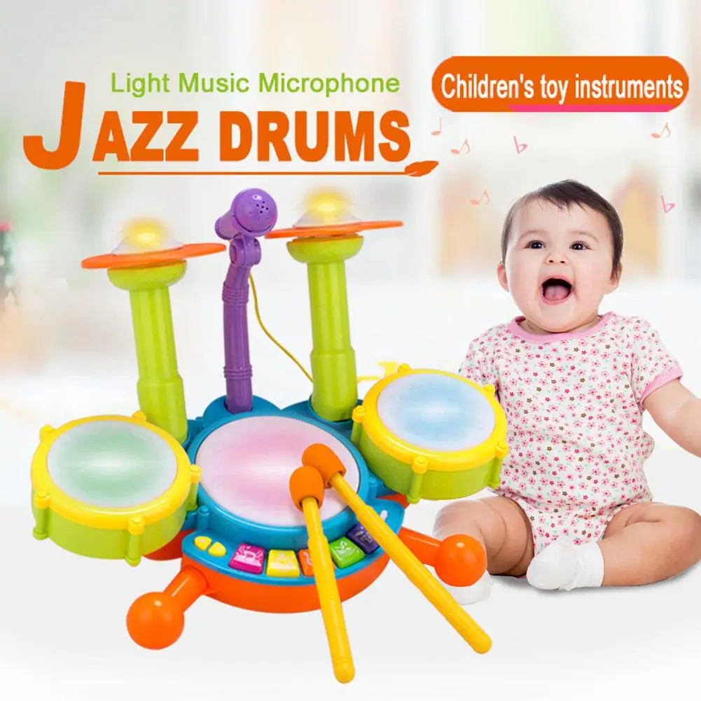 

Baby Musical Toys Musical Microphone Drum Kit Set Children Kids Puzzle Early Educational Toy For Children Boy Girls