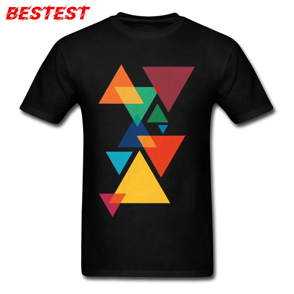 Abstract Geometric Triangles Composition T Shirt Geek 2018 New Fashion Round Neck 100% Cotton Tees Tops Shirt for Men Labor Day Abstract Geometric Triangles Composition black