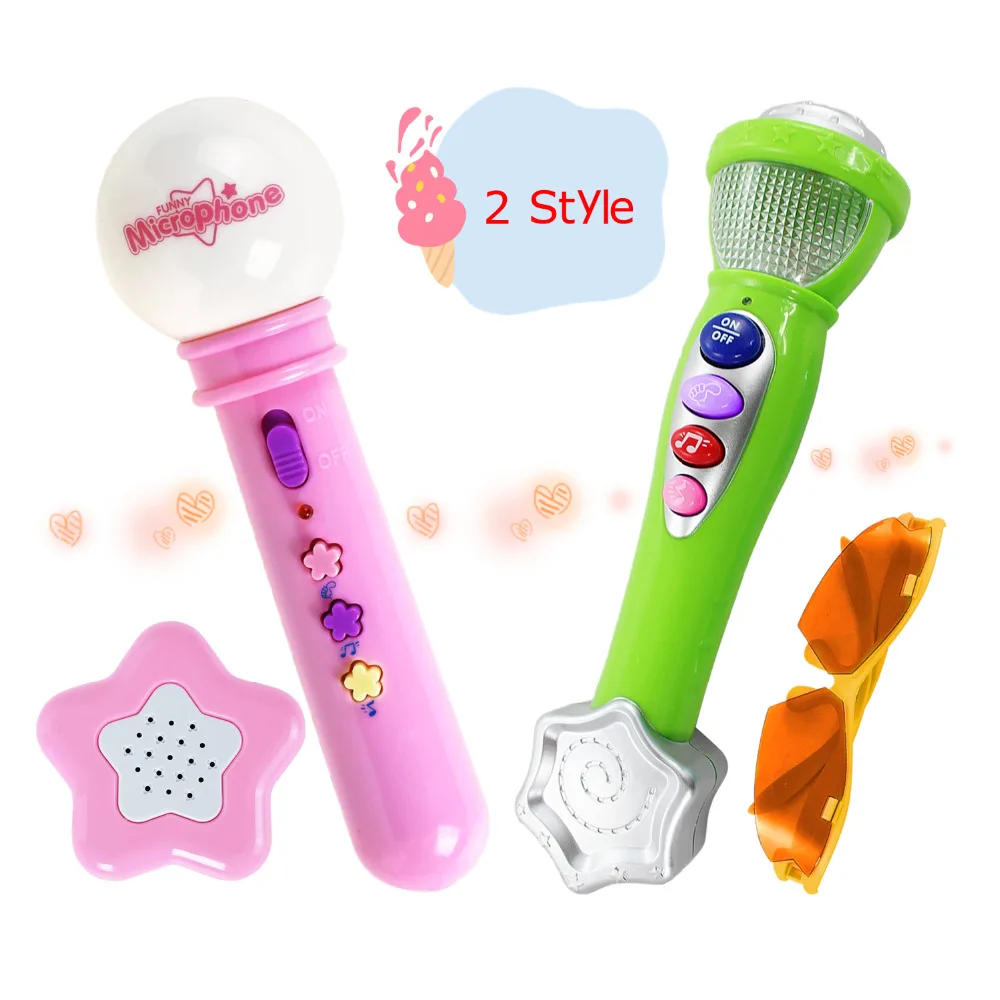 

2 Styles Microphone Loudspeaker with LED light Portable Karaoke Singing Toy Musical Instruments Educational Toys For Children