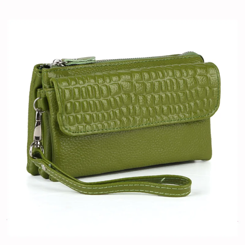 Женский клатч, сумка через плечо, многофункциональная сумка из натуральной кожи, сумочка для монет, вечерняя сумочка, YB-DM608 - Цвет: Green