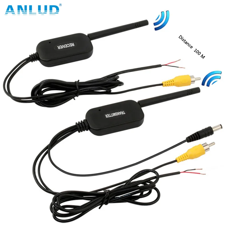 Comprar ANLUD 2,4G transmisor inalámbrico cámara de visión trasera Video receptor Kit para coche Bus camión reversa DVD Monitor cámara de respaldo rango de 100m