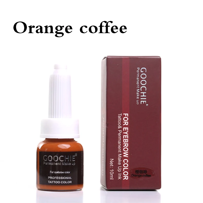 Orange coffee 2 бутылки GOOCHIE микроблейдинг пигмент Перманентный макияж бровей пигмент 6 цветов татуировки чернила бровей пигмент для тату машины чернила - Цвет: Orange coffee
