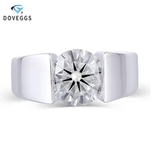 DovEggs центр 3ct карат 9 мм цвет GH муассанит обручальное кольцо для мужчин и женщин Стерлинговое Серебро 925 пробы обручальные кольца