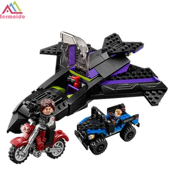 

sermoido 287pcs Batman Chariot Super Heroes Black Panther Pursuit Superman Building Blocks Marvel Model Toys Legoings DBP349