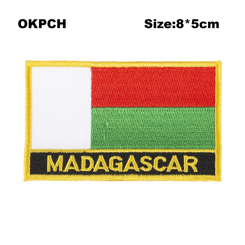 

Madagascar Rectangular Shape Flag patches embroidered flag patches national flag patches for clothing DIY Decoration PT0110-R