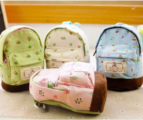 Модный тканевый мини-рюкзак с цветочным рисунком для женщин и девочек, детский дешевый кошелек для монет, сумки-клатчи - Цвет: Розовый