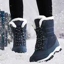 Женские ботинки; зимние женские зимние ботильоны для женщин на танкетке; повседневная обувь на платформе со шнуровкой; теплые плюшевые ботинки; botas femininas De Inverno