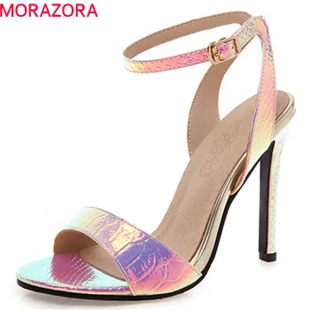 

MORAZORA 2020 new arrival women sandals buckle sexy thin high heels sandals summer party wedding shoes woman big size 33-46