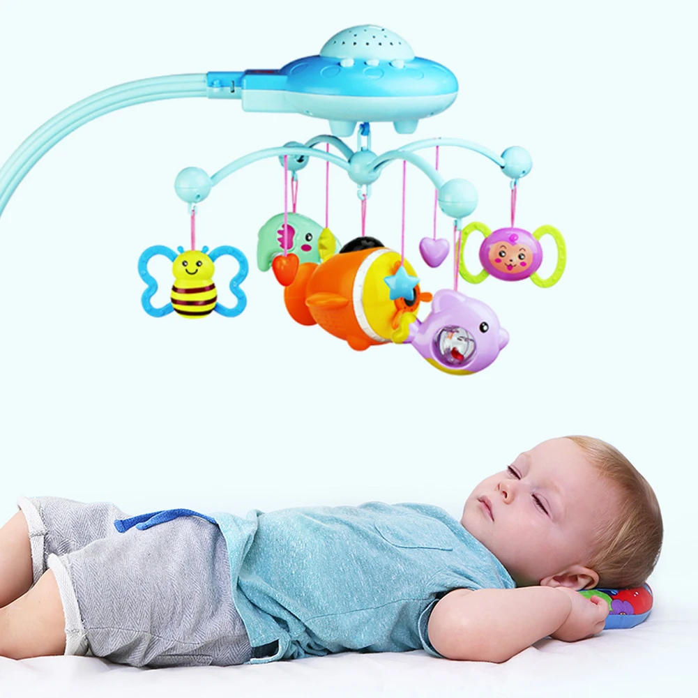 Baby Rattles Crib Mobiles Toy Remote Control Rotating Crib Mobile Bed Toys Musical Educational Toys Newborn Infant Baby Boy Toy