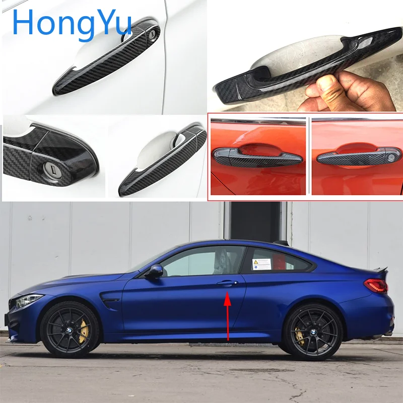 Для BMW M4 F82 F83 2014 2018 Авто настоящие карбоновые дверные ручки рамка отделка наклейка