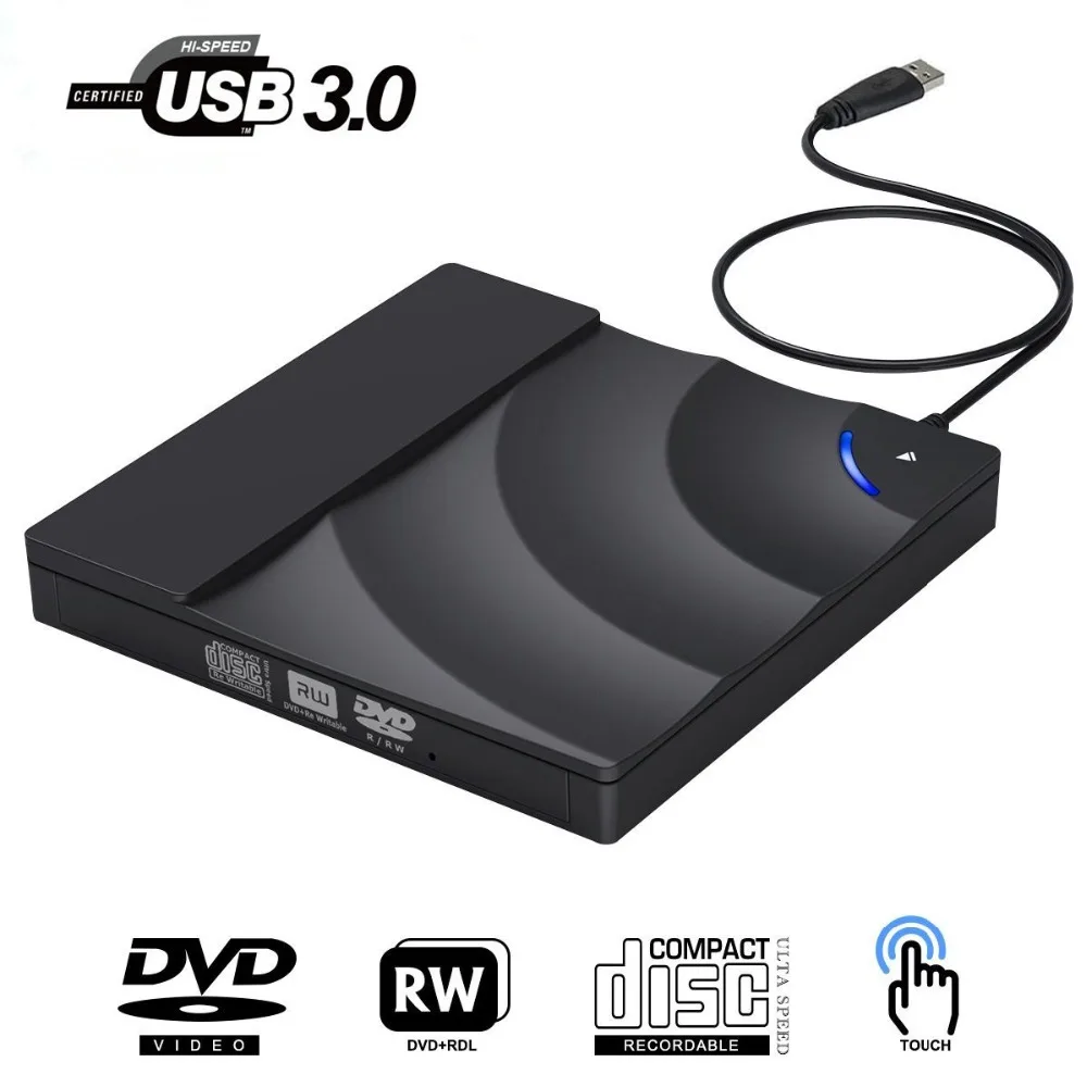  External DVD Drive High Speed USB 3.0 CD DVD Drive For Laptop Desktop Portable Slim CD DVD +/-RW Bu