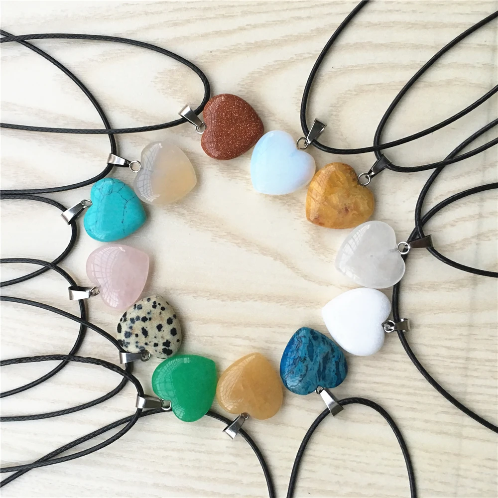 

Super Discount Fashion Natural Red Agates Malachite Tiger Eye Stone Heart Pendants & Necklaces For Women Men Child One 1PCS