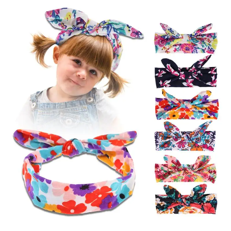 

Kids Flower Floral Hairband Turban Rabbit Bowknot Headband Headwear Hair Band Accessories