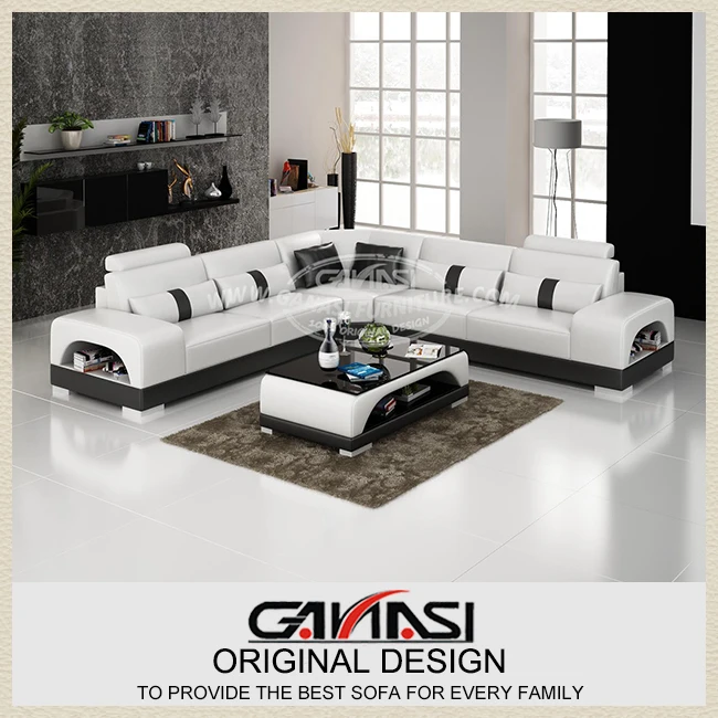 Sofá de la esquina ganasi cama moderno sofá muebles juego de sala sofá seccional de cuero.jpg Muebles de sala en l modernos