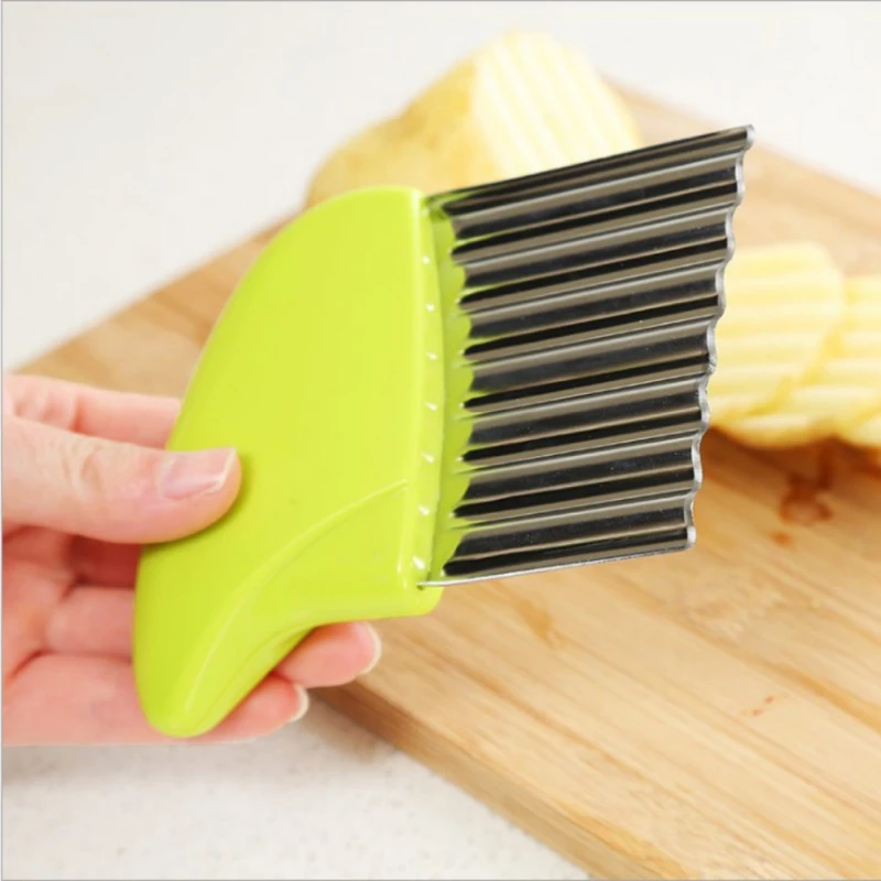 1PCS Stainless Steel Potato Chips Making Peeler Cutter Vegetable Kitchen Knives Fruit Tool Knife Accessories Wavy Cutter