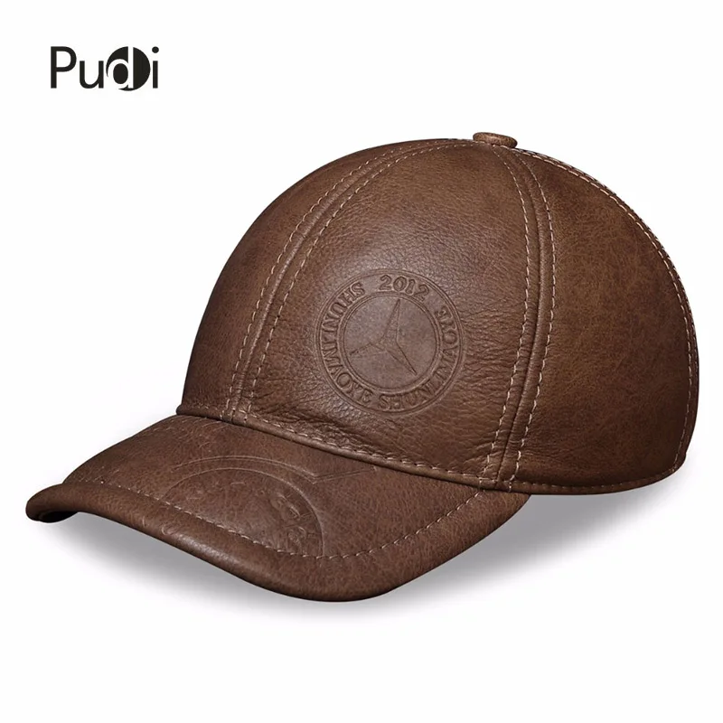 

HL131 genuine leather baseball cap men's brand new style winter warm caps hats golf one size