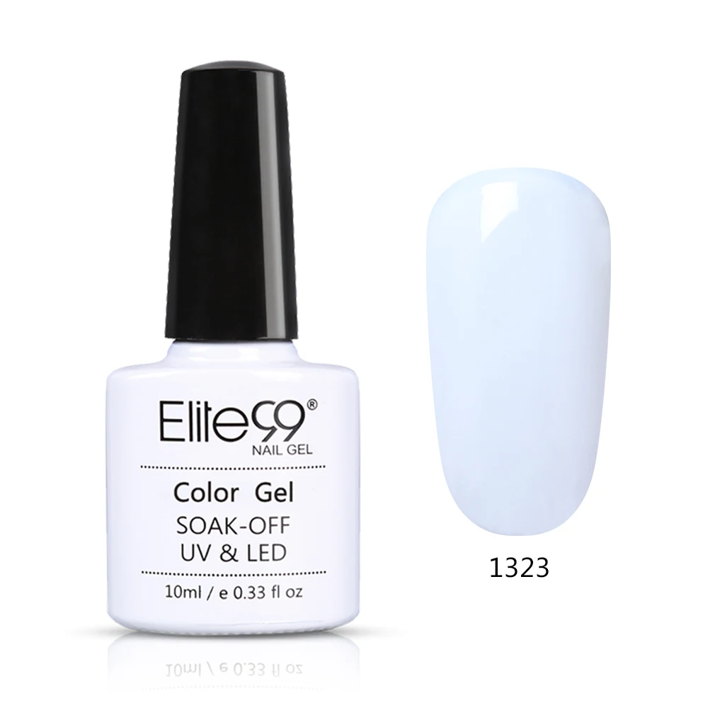Elite99 10 мл чистый цвет УФ светодиодный Гель-лак замачиваемый Черный Белый Цвет Гель-лак для ногтей долговечный дизайн ногтей Гель-лаки - Цвет: 1323 White