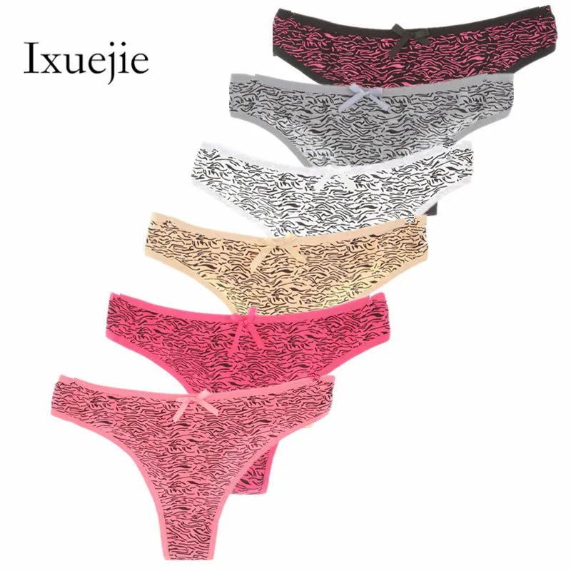 

6pcs/lot Leopard Fashion G String Plus Size Women Panties Low Waist Cotton Underwaer Sexy Briefs