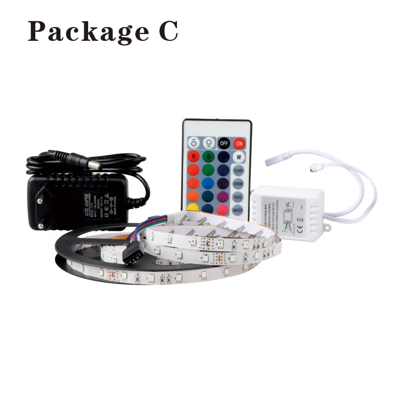 RGB color set 5 м 300 светодиодов не водонепроницаемый RGB светодиодный светильник 2835 12 В постоянного тока 60 светодиодов/м Гибкий Светильник ing String лента лампа украшение дома лампа - Испускаемый цвет: RGB color set