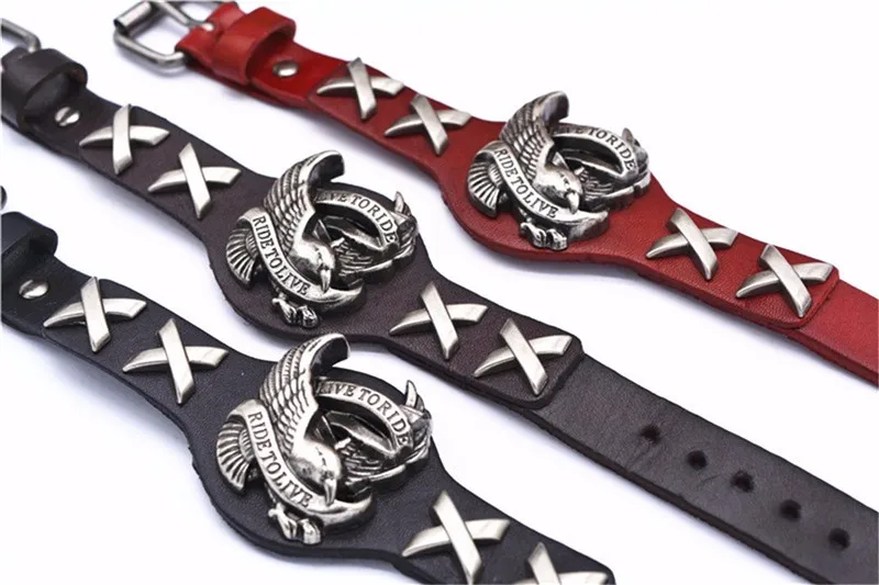 Male Bird Skull Retro Leather Bracelet Men Woman Bracelets Bangles