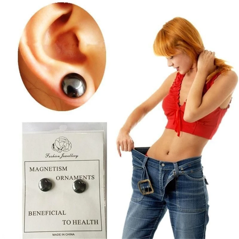 New 1 Pair Healthy Stimulating Acupoints Stud Earring Bio magnetic therapy weight loss earrings magnet in ear eyesight slimming