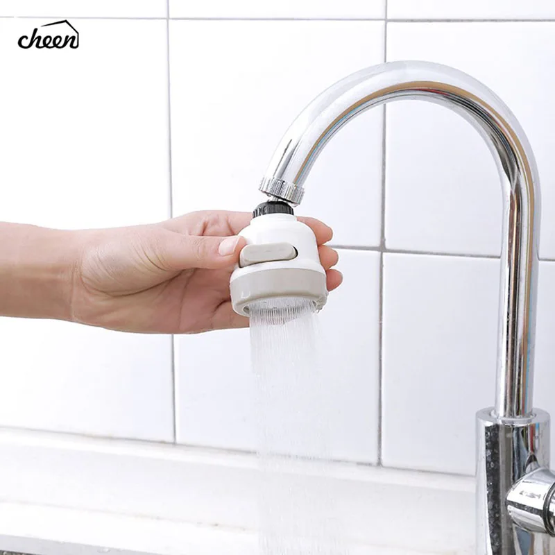 Cheen 3 Modes Faucet Aerator Flexible Water Saving High Pressure Filter Sprayer Nozzle 360 degree Rotate Diffuser Aerator(Beige)