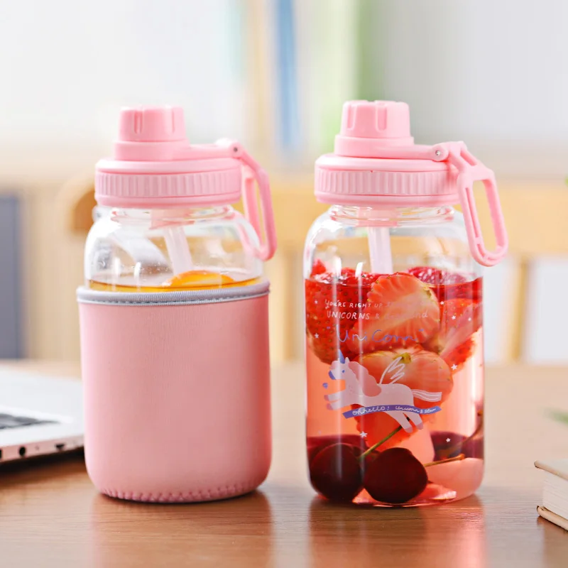 

600ML Girl Pink Water Cup Bottle for Juice Large Capacity Coffee Portable Tumbler My Bottles Travel Mug with Straw Cups Portable