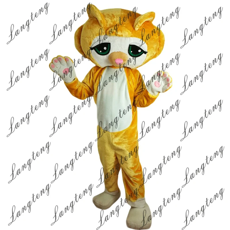2018 Новая горячая Распродажа Прекрасный желтый кот Маскоты костюм для взрослых Размеры Хэллоуин наряд Необычные платья Костюм Бесплатная
