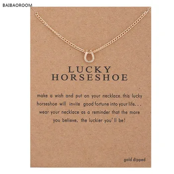 Hot Sale Sparkling HorseShoe gold plated Pendant necklace Clavicle Chains Fashion Statement Necklace Women Jewelry(Has card)
