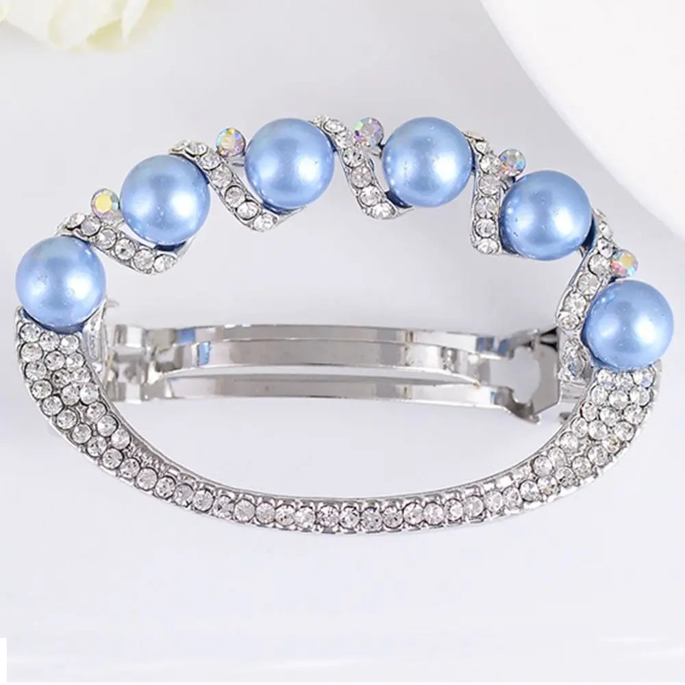 1 Pcs Elegant Women Crystal Rhinestone Pearl Hair Barrette Hairpin Hair