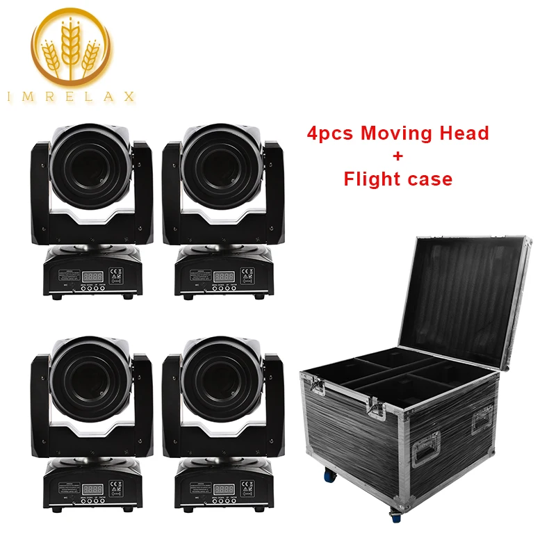 

IMRELAX 4pcs 60W LED Spot Moving Head With Flight Case Package 3 Facet Prism LED Disco DJ Moving Head Stage Lighting Effect