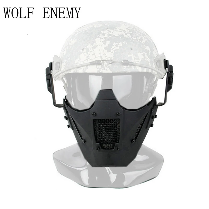 

New Airsoft FAST Module MESH Mask Tactical Half Face Mask Fit Helmet