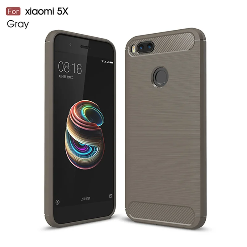 YSW для Xiaomi mi A1 чехол из углеродного волокна Мягкий ТПУ Матовый противоударный задний Чехол для Xiaomi mi 5X телефонов Чехол для Xio mi A1 чехол - Цвет: Серый