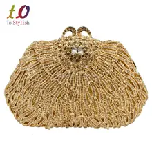 Золотые Роскошные вечерние сумка обувь с украшением в виде кристаллов вечерняя элегантная сумочка конфеты Прекрасный Bling дамы вечер банкетный клатч сумка для Для женщин свадебные сумочки 88585
