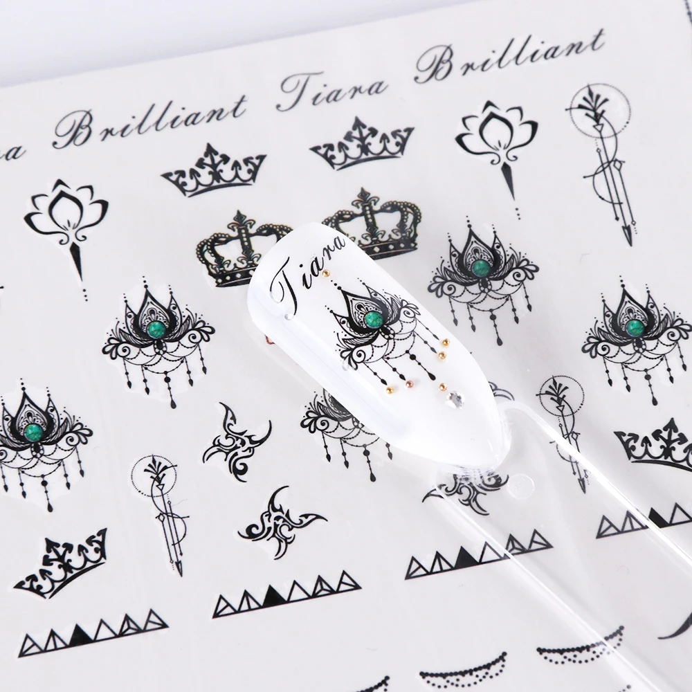 12 видов конструкций наклейки слайдер ногти искусство черная лоза водные наклейки перо маска ювелирные изделия цветок ногтей Фольга Маникюр татуировки LABN973-984