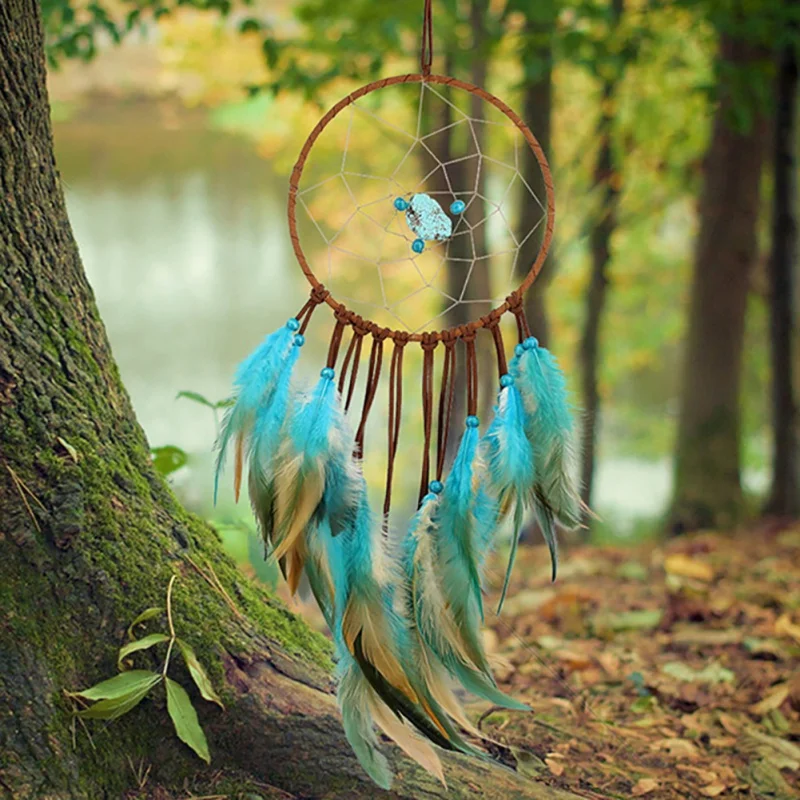 Blue Green Gemstone Dream Catcher Indian Hanging Decor