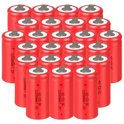 Низкая цена 24 шт. SC батарея 1,2 В в батареи перезаряжаемые 2200 мАч nicd для механические инструменты akkumulator