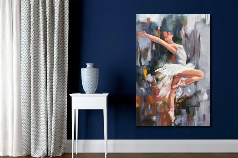 Ручной работы картины маслом балетки Танцы в Белая юбка рисунок современного искусства картина для декора стен красивая женщина холсте