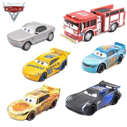 Все серии disney Pixar Cars 3 Металл игрушечных автомобилей Молния Маккуин черный шторм Джексон модель пожарной машины школьный автобус