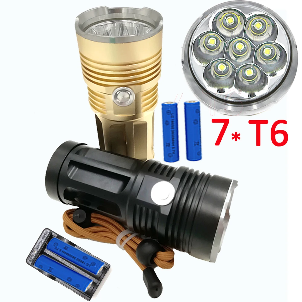 

5 Modes 7x XM-L T6 LED Flashlight 7200LM Night Light Tactical lanterna Torch Lamp Camping Hunting +4x 18650 Battery +Charger